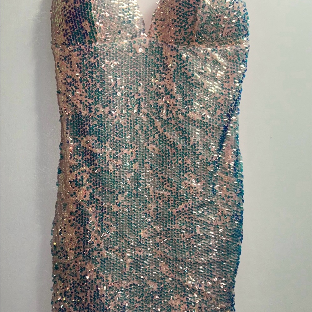Fashion Nova Sequin Dress in Pink and Blue